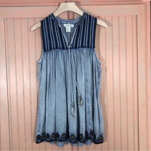 Rachel Zoe Blue Boho Sleeveless Top NWT Small